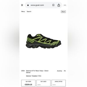 Salomon XT-6 Black and Neon Green Running Shoes